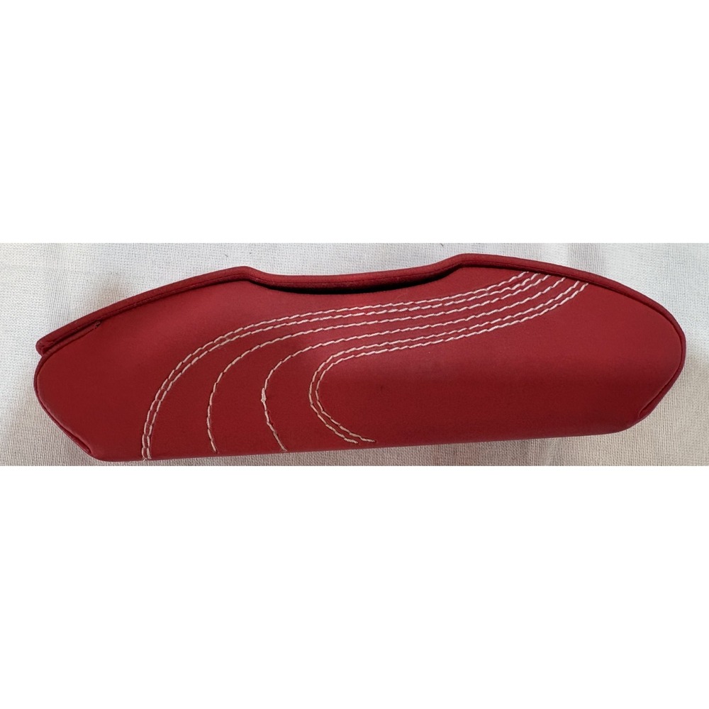 Puma Magnetic Hard Eyeglass Case Red Faux Leather w/White Stitching Sleek Design
